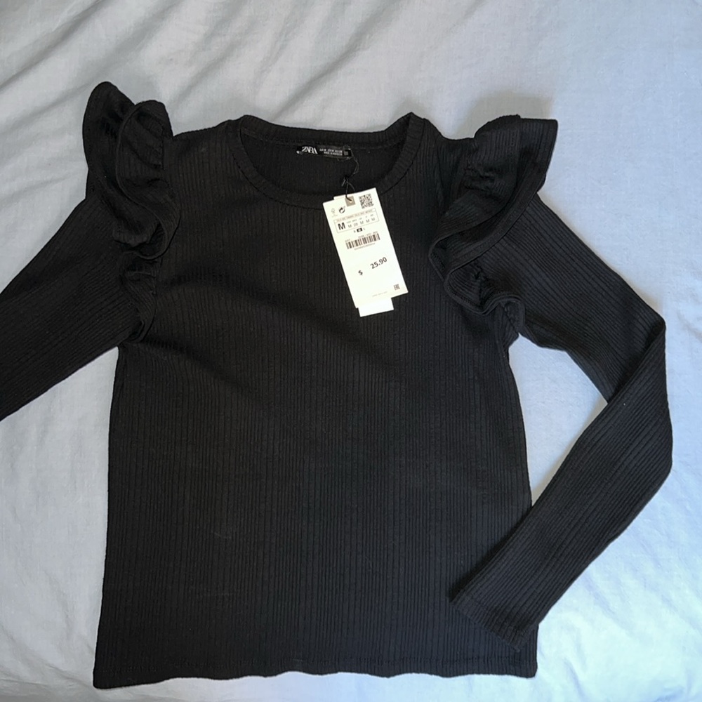 Zara Ruffle Long Sleeve Top